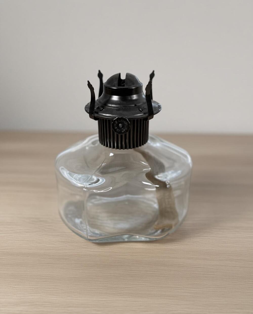 Vintage Lamplight Farms Clear Glass Oil Lamp Base, Scalloped Farmhouse Decor
